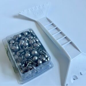 Upholstery Brushed Nickel Nails and Spacer Tool